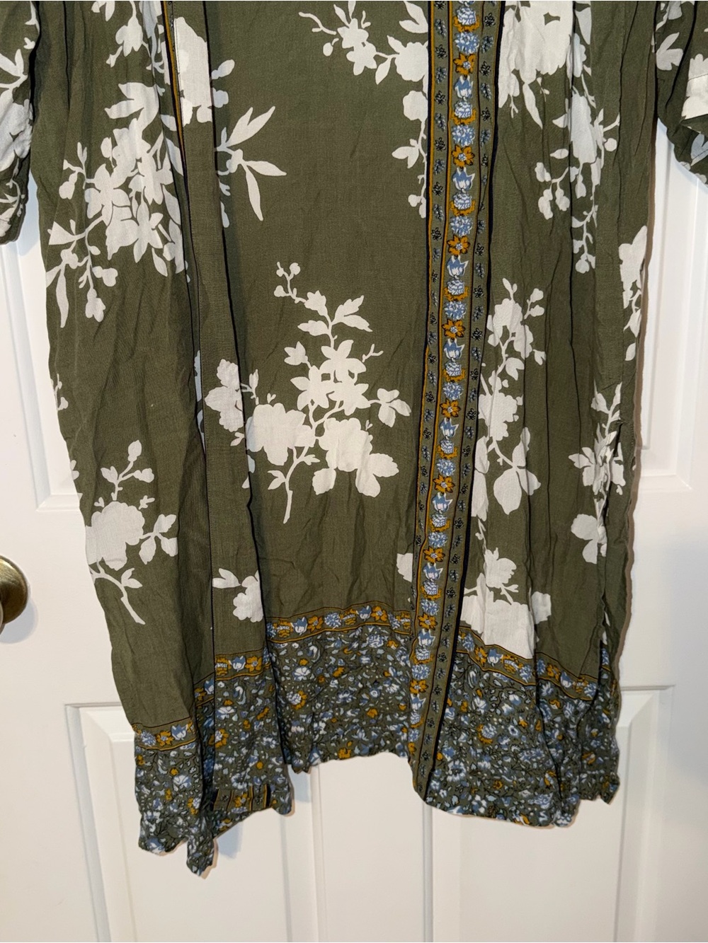 LOFT Outlet Olive Green Lightweight 100% modal floral duster long kimono M/L - Picture 5 of 15